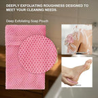 2 Pack Soap Bag Deep Exfoliating,Bar Soap Pouch Saver Pocket,Body Scrubber Shower Bath Sponge Loofah (Pink)