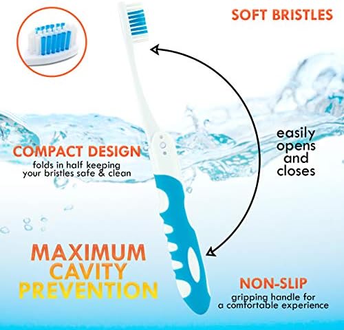 Portable Folding Toothbrush Kit - Built-in Cover, Collapsible, Multi-color (6 Pack Soft-Multicolor)