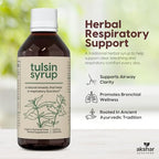 AKSHAR Ayurveda - Tulsin Syrup, Natural Cough Syrup with Licorice, Ginger, Turmeric, Basil, Malabar Nut - Respiratory Lung Health Supplements, Mucus Relief & Bronchial Wellness Syrup (1 Pack)