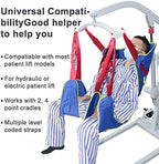Universal Patient Lift Sling, Size L Full Body Lifts Slings with Head and Back Support, Padded Divided Leg Slings with Commode Opening, 5 Handles, 6 Straps, Transfer Sling for Elderly,