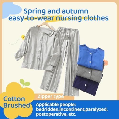 Aylashine Bedridden Patient Clothing,Tear Away Suit, Fully Open Adaptive Chemo Clothing,Four Seasons,For Women Pink (M)