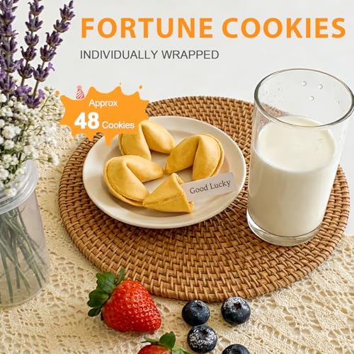 Soeos Fortune Cookies, Approx 48 Count, Vanilla Flavor, Fortune Cookies Individually Wrapped Bulk, Individually Packed Crisp Cookies with Fun, Traditional Chinese New Year Fortune Cookie
