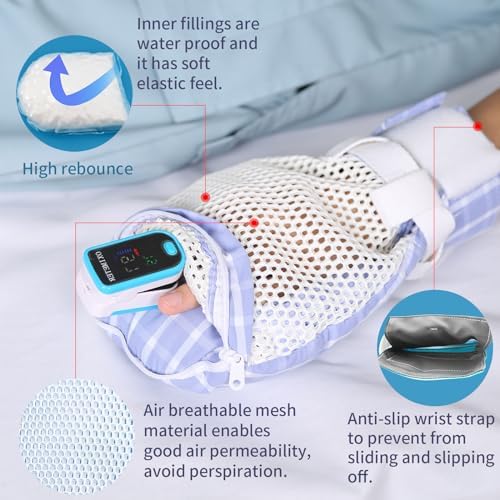Dementia Restraint Gloves Zipper Opening for Prevent Scratching Harm,Control Mitts for Elderly, Fingers Protection Dementia Products, Breathable,Reusable and Washable - 2Pcs
