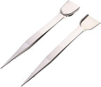 2 Pcs Stainless Steel Tweezer with Scoop Handy Pointed Tips Tweezer for Beads Stones Gems Diamond