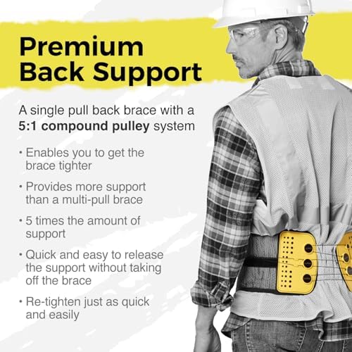 BaxMAX Adjustable Back Brace with 5-to-1 Compression Pulley System for Lumbar Support & Back Pain - Immediate Relief from Sciatica, Scoliosis, Bulging/Herniated Disc - Lightweight/Breathable, Medium