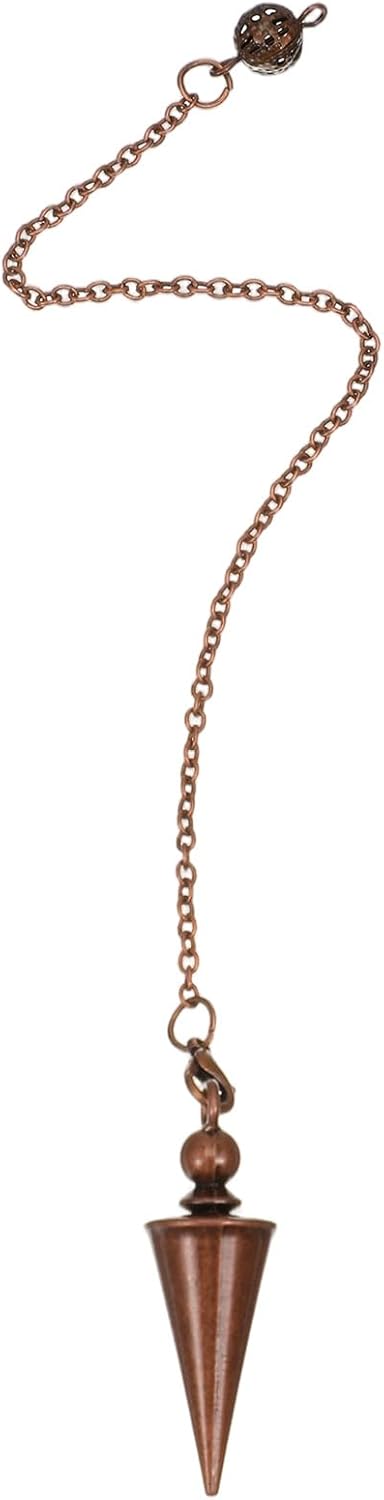 Sibba Divination Pendant Copper Pendulum Metal Dowsing Pendulum Divination Reiki Pendulums Chain Spiritual Point Pendulums Copper Pointed Pendant for Balance Meditation Scrying