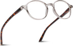 2SeeLife Small Round Reading Glasses for Men & Women – Narrow-Medium Fit, Sturdy Frame, Spring Hinges, Premium Retro Readers, Clear Tortoise, +1.75