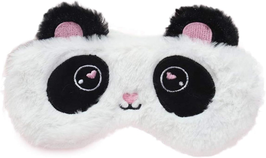Cute Panda Sleeping Mask, Soft Fluffy Plush Blindfold Funny Novelty Animal Sleep Mask Eye Cover Eyeshade for Kids Girls Boys Women Men Night Nap Travel Meditation (Black & White, Panda)