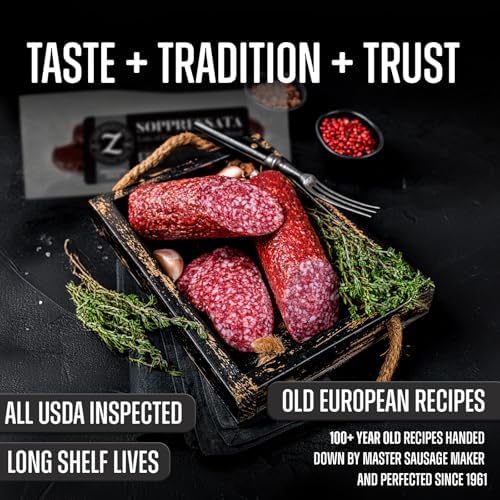 Zick’s Specialty Meats Soppressata Italian Sausage (8oz) | Smoked & Dried Sausage | Naturally Cured Sopressata Charcuterie Meat | Italian Meat with Fennel Spices | Slow-Dried Organic Salami