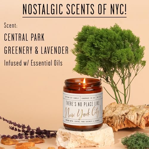 New York City Gifts, New York City Decor for Home - 'There's No Place Like New York City Candle, w/Amber & Moss I New York City Souvenirs I 9oz Jar, 50Hr Burn, Made in USA