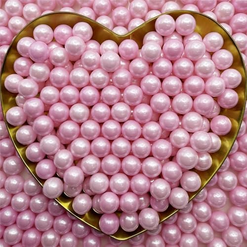 CandiJumpin 7mm Edible Pink Pearls, Pink Pearl Sprinkles for Cake Decorating Small Sugar Pearls Edible Cake Decorations Pearl Sugar Sprinkles Cupcake Toppers Baby Shower Party Birthday Wedding Christmas Supplies 3 OZ