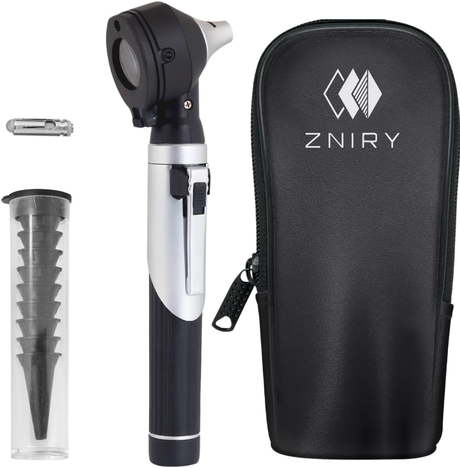 Fiber Optic Mini Otoscope - Ear Scope with Light for Infection Detection, Wax Removal, and at-Home ENT Exams (Black Color)