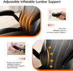 Office Desk Chair, Ergonomic Computer Chair with Padded Flip-Up Arms and Adjustable Lumbar Support, PU Leather Executive Chair with Tilt Lock and 360° Swivel Rolling Wheels for Work, Study
