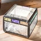 J Devlin - Stained Glass Box Jewelry Dish Trinket Keepsake Display Purple Blue Peach Turquoise - Box 905