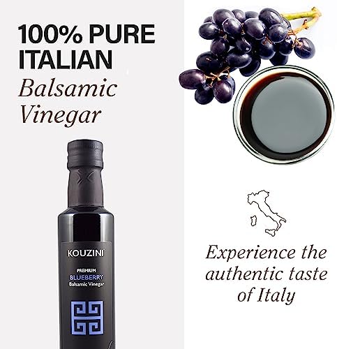 Kouzini Ultra Premium Blueberry Balsamic Vinegar, Aged Balsamic Vinegars from Modena, Italy, Premium, Smooth & Full-Bodied Flavor, 250ml Bottle