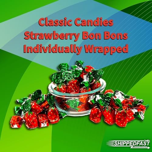 Strawberry Bon Bons 2 lbs of Strawberry Hard Candy. Individually Wrapped Bon Bons. Deliciously Sweet Candy (2 Pound Bag)