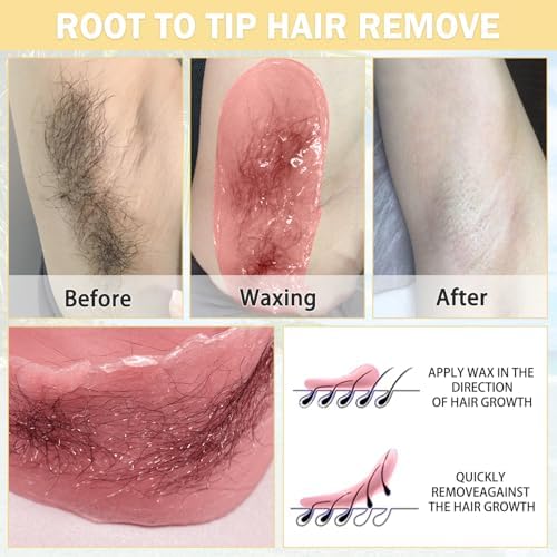 Wax Beads,5 Packs Hard Wax Beads Waxing at Home for Hair Removal - Hard Wax for Sensitive Skin Women with sticks, Bikini Brazilian Body Face Waxing (5 * 100g, Aloe & Rose)