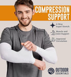 OutdoorEssentials UV Sun Protection Arm Sleeves - Compression Arm Sleeve, UV Arm Sleeves Men, Women - Golf Cooling Sleeves