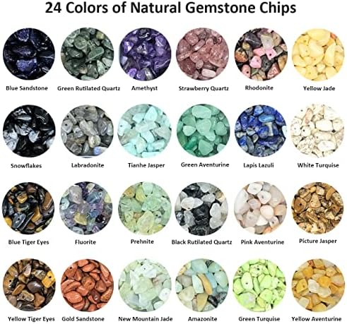 Yephac Gemstone Beads Natural Irregular Shaped Stone Chips Crystal Energy Healing Power for Jewelry Making(24 Materials-2)