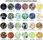 Yephac Gemstone Beads Natural Irregular Shaped Stone Chips Crystal Energy Healing Power for Jewelry Making(24 Materials-2)