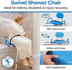 360° Swivel & Sliding Tub Transfer Bench – 450 lbs Capacity, Foam Padded Seat with Backrest, Pivoting Arms, Height Adjustable, for Seniors & Mobility Assistance