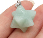 2Pcs Natural Stone Merkaba Pendant Malachite Opal Crystal for Making Necklace Earrings Jewelry Accessories-Green_Aventurine