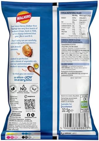 Walkers Crisps Cheese and Onion x 32 1040g
