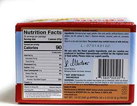 eFrutti Gummi Hot Dog Shape ( 60 Pieces ) Display Box Individual Wrap Gummy by Look-On