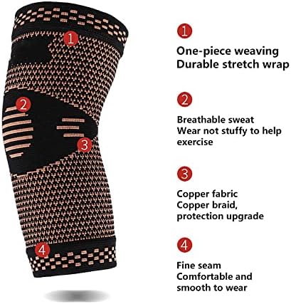 1Pair Copper Elbow Pads Fitness Sports Basketball Tennis Badminton Protection Comfortable and Breathable Elastic Arm Guard