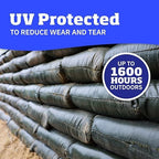 DURASACK Heavy Duty Sand Bags with Tie Strings Empty Woven Polypropylene Sand-Bags for Flood Control with 1600 Hours of UV Protection, 50 lbs Capacity, 14x26 inches, Green, Pack of 100