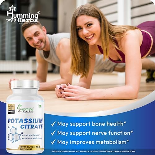 Potassium Citrate 500mg-192mg Elemental Potassium Per Serving-Non-GMO-180 Vegan Capsules