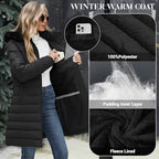 Yusongirl Winter Puffer Coat for Women Thickened Fleece Lined Warm Jackets with Detachable Hooded Waterproof Parka Coats