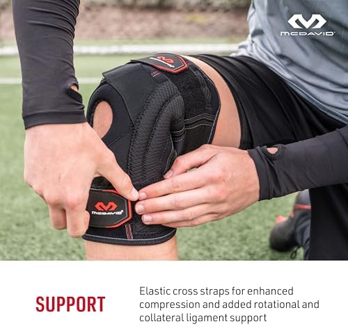 McDavid Knee Brace Support with Side Stays, Compression Knee Sleeve & Cross Straps for Patellar Tendon Support, Tendonitis, Arthritis Pain Relief, Recovery, Knee Brace for Men and Women