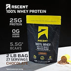 Ascent 100% Whey Protein Powder - Post Workout Whey Protein Isolate, Zero Artificial Flavors & Sweeteners, Gluten Free, 5.5g BCAA, 2.6g Leucine, Essential Amino Acids, Chocolate 2 lb