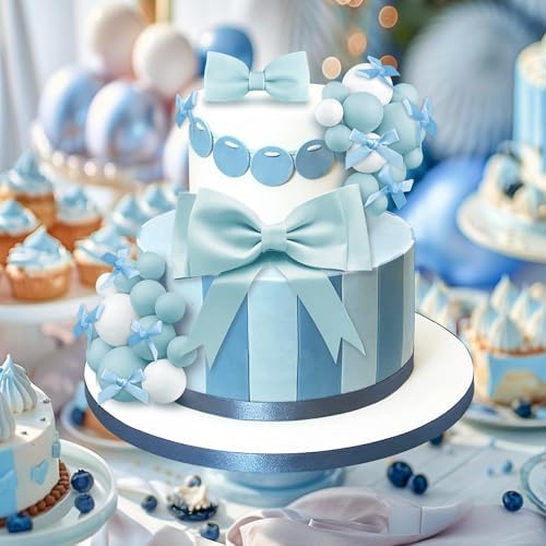36 PCS Oversized Blue Bow Cake Toppers EVA Foam Bowknot Cakes Decorations Wedding Cake Topper for Birthday Baby Shower