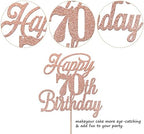 Rsstarxi 1 Pack Happy 70th Birthday Cake Topper Glitter 70 & Fabulous Cheers to 70 Years Old 70th Birthday Cake Pick for Celebrating 70th Birthday Anniversary Party Cake Decorations Supplies Rose Gold