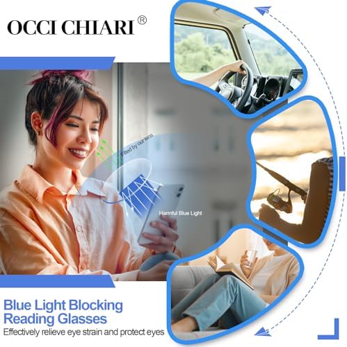 OCCI CHIARI Blue Light Blocking Reading Glasses Women Large Reader