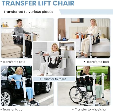Electric Patient Lift Transfer Chair, Portable Folding Transfer Chairs for Home, Bathroom & Car Transfers, Remote Control, Adjustable Height Bathroom Transfer Chairs for Seniors, Adults, Disabled
