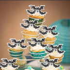 40 Pack Edible Halloween Bat Cupcake Toppers Spooky Birthday Cake Decorations for Halloween Theme Baby Shower Party