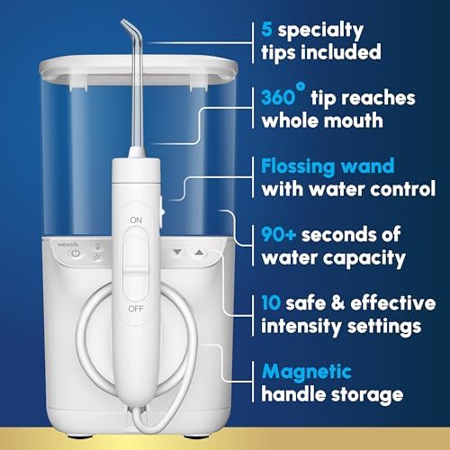 Waterpik Promax Water Flosser with SmartAdvance Mode for Daily Gum Health and Cleaning Teeth, Braces, Implants, ADA Accepted, Small Quiet Design, Electric Flosser with 10 Settings, 5 Tips, WF-23