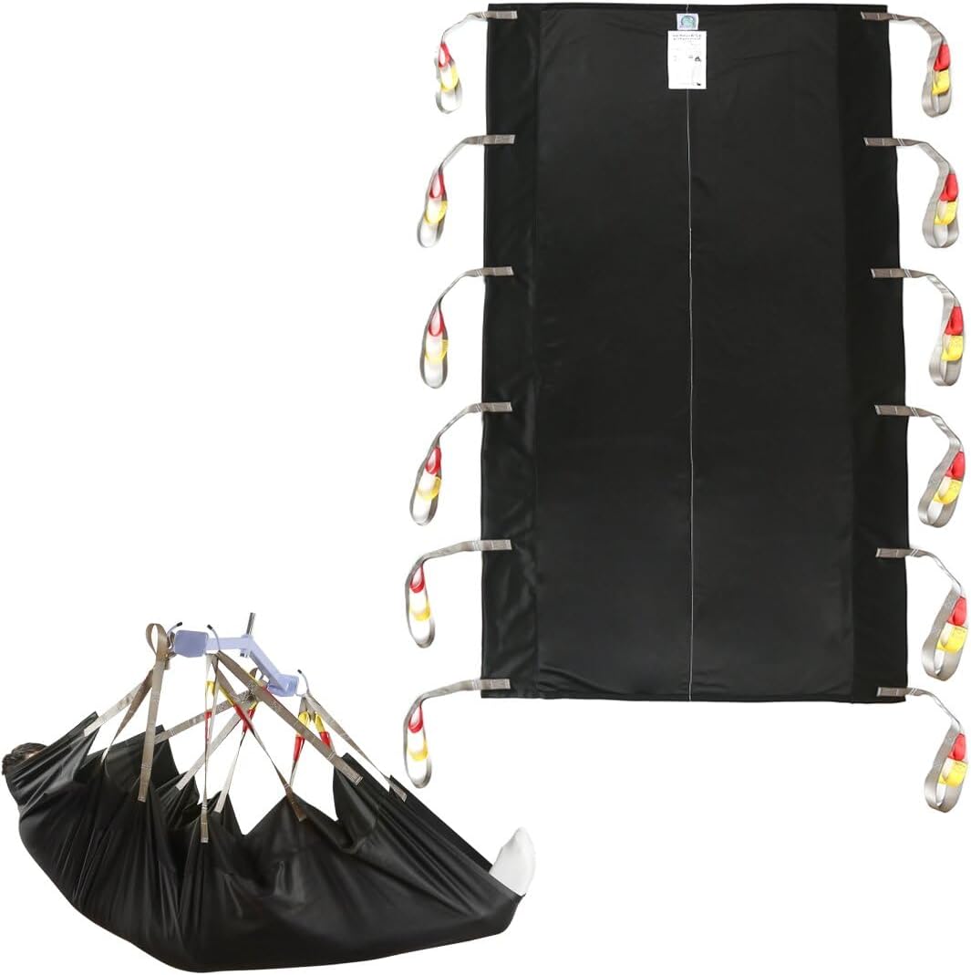 EZ Assistive Transfer Lift Sling for Patient Moving and Positioning, Full Body Sling to Transfer Patient of Spine Can Not Bend/Bedridden,SWL 500 lbs (Black)
