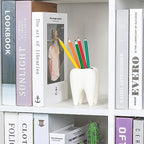 ComSaf Ceramic Pen Holder, Tooth Shaped Pen Holder for Desk, Cute Pencil Pot White Accessories Desk Organizers for Office, School, Home，Pack of 1
