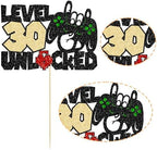 Gyufise 1Pcs Video Game 30th Birthday Cake Topper Video Game Controller Level 30th Unlocked Party Cake Pick Decoration for Level Up 30th Kids Teenagers Birthday Party Supplies