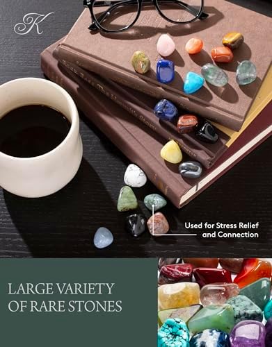 KALIFANO Bulk Tumbled Stones – Over 1,000 Carats Mixed Polished Healing Crystals & Gems for Reiki, Crafts, Kids & Decor (Includes Rose Quartz, Howlite Turquoise, Fluorite, Unakite, Lapis Lazuli) – Piedras de Cristal Para Decorar