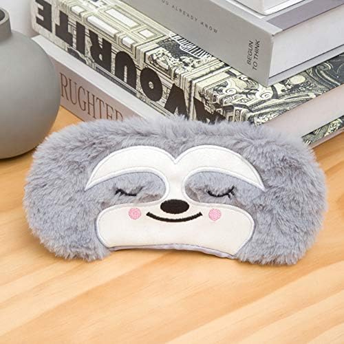 Cute Animal Sleeping Mask Soft Plush Blindfold Cute Rabbit Panda Koala Eye Cover Eyeshade for Kids Teens Girls Women (Grey Sloth)