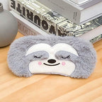 Cute Animal Sleeping Mask Soft Plush Blindfold Cute Rabbit Panda Koala Eye Cover Eyeshade for Kids Teens Girls Women (Grey Sloth)