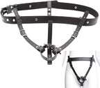 Chastity Belt Harness Strap On Dildo String Chastity Cage Anti-Off Device Adjustable Leather Chastity Belt Masturbation Panties SM Bondage Sex Toy