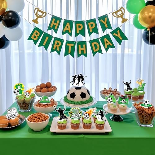 48 Pcs Soccer Cupcake Toppers Soccer Birthday Party Decorations Sport Theme Birthday Decorations