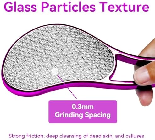 Glass Foot File, Crystal Glass Callus Remover Foot Scrubber and Heel Scraper for Men, Women, Dead Skin Removal Pedicure Tool, Rose Red