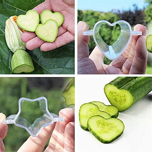 2PCS Cucumber Styling Growth Mold Plastic Heart Shaped Five-Pointed Star Transparent Garden Fruit Vegetable Growing Molds(Star+Heart)